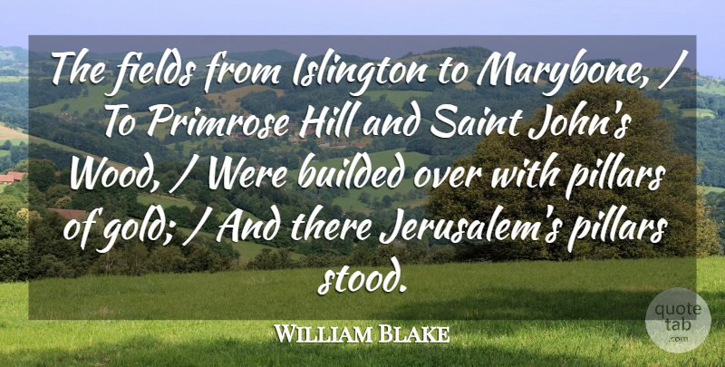William Blake Quote About Fields, Hill, Pillars, Saint: The Fields From Islington To...