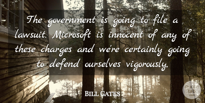 Bill Gates Quote About Certainly, Charges, Defend, File, Government: The Government Is Going To...