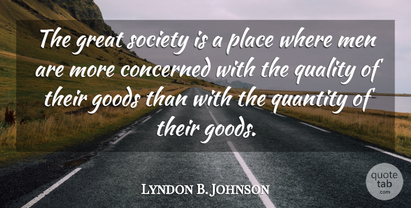 Lyndon B. Johnson Quote About Men, Society, Quality: The Great Society Is A...