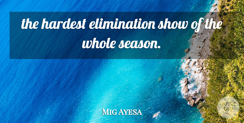 Mig Ayesa Quote About Hardest: The Hardest Elimination Show Of...