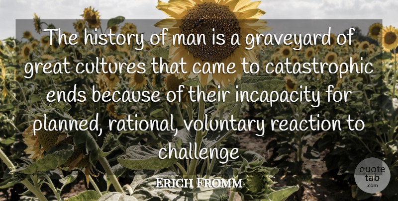 Erich Fromm Quote About Men, Challenges, Humanity: The History Of Man Is...