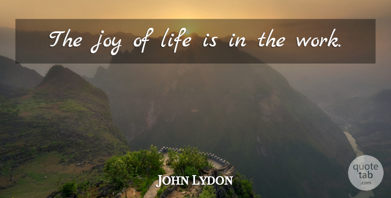 John Lydon Quote About Life, Work: The Joy Of Life Is...