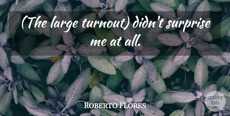 Roberto Flores Quote About Large, Surprise: The Large Turnout Didnt Surprise...