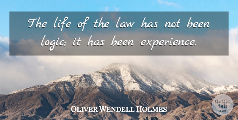 Oliver Wendell Holmes, Jr. Quote About Law, Logic, Court: The Life Of The Law...