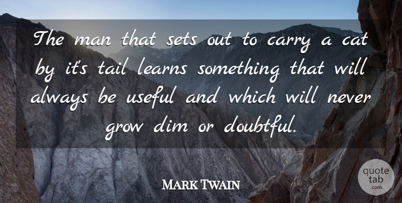 Mark Twain Quote About Action, Carry, Cat, Dim, Grow: The Man That Sets Out...