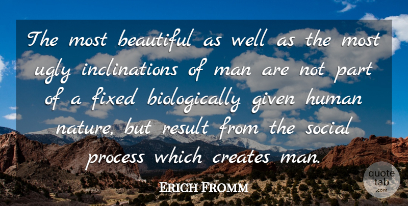 Erich Fromm Quote About Beauty, Beautiful, Men: The Most Beautiful As Well...