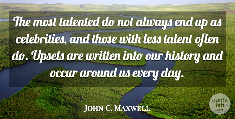 John C. Maxwell Quote About Upset, Talent, Ends: The Most Talented Do Not...