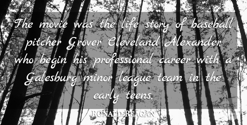 Ronald Reagan Quote About Baseball, Begin, Career, Cleveland, Early: The Movie Was The Life...