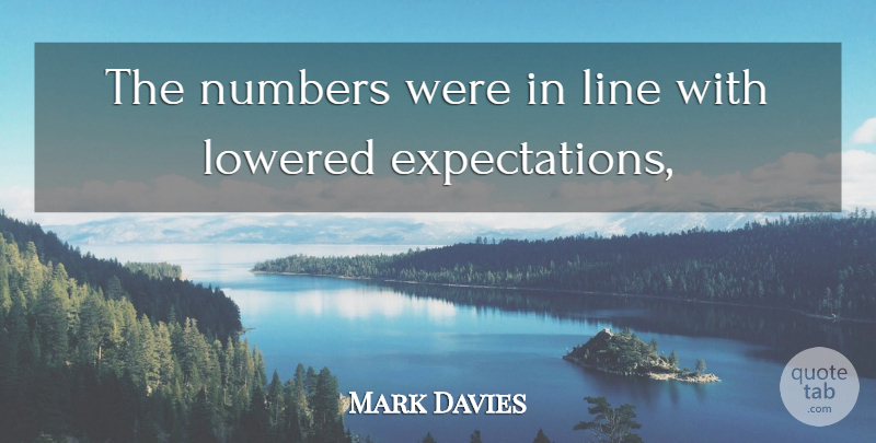 Mark Davies Quote About Line, Numbers: The Numbers Were In Line...