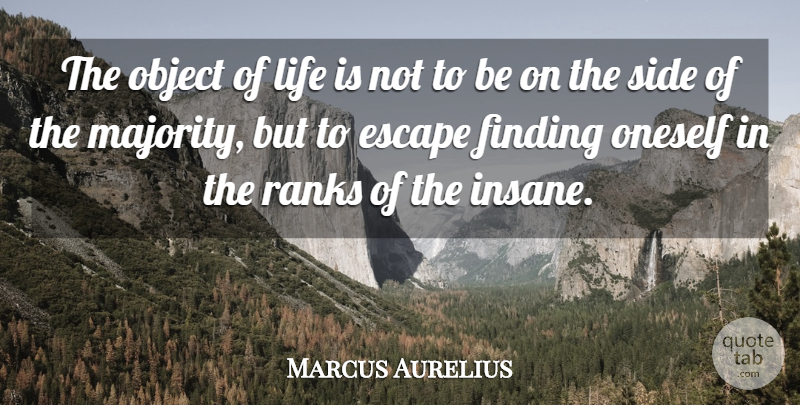 Marcus Aurelius Quote About Life, Depression, Insanity: The Object Of Life Is...