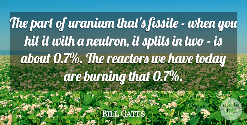 Bill Gates Quote About Two, Burning, Neutrons: The Part Of Uranium Thats...