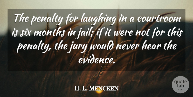 H. L. Mencken Quote About Funny, Laughter, Humorous: The Penalty For Laughing In...