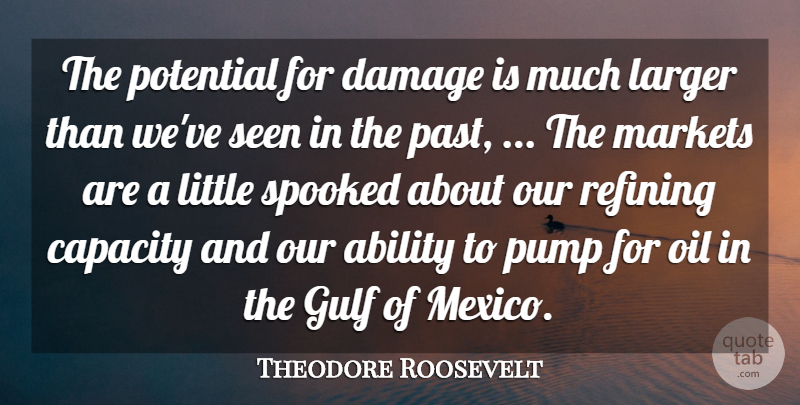 Theodore Roosevelt Quote About Ability, Capacity, Damage, Gulf, Larger: The Potential For Damage Is...