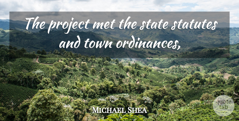 Michael Shea Quote About Met, Project, State, Town: The Project Met The State...