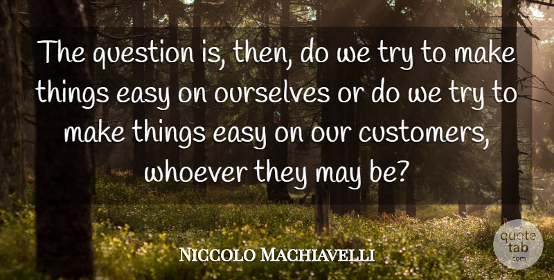 Niccolo Machiavelli Quote About Easy, Ourselves, Question, Whoever: The Question Is Then Do...