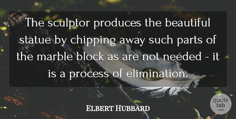 Elbert Hubbard Quote About Beautiful, Art, Block: The Sculptor Produces The Beautiful...