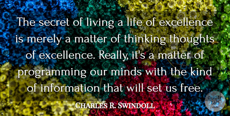 Charles R. Swindoll Quote About Life, Thinking, Mind: The Secret Of Living A...