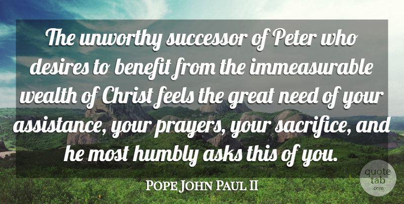 Pope John Paul II Quote About Prayer, Sacrifice, Desire: The Unworthy Successor Of Peter...