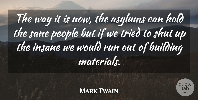 Mark Twain Quote About Building, Hold, Insane, People, Run: The Way It Is Now...