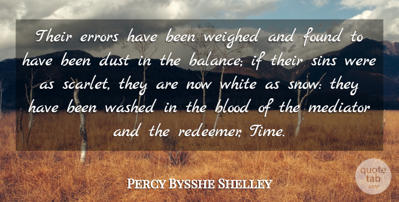 Percy Bysshe Shelley Quote About Forgiveness, Dust, Blood: Their Errors Have Been Weighed...