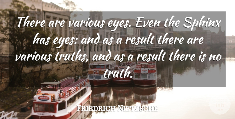 Friedrich Nietzsche Quote About Eye, Sphinx, Results: There Are Various Eyes Even...