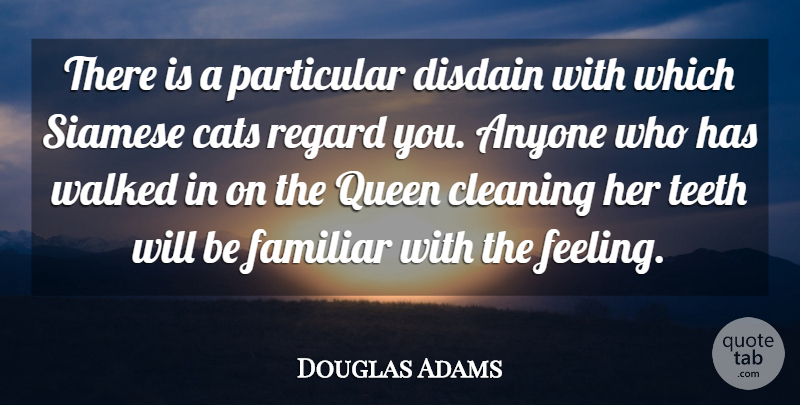 Douglas Adams Quote About Anyone, Cats, Cleaning, Disdain, Familiar: There Is A Particular Disdain...
