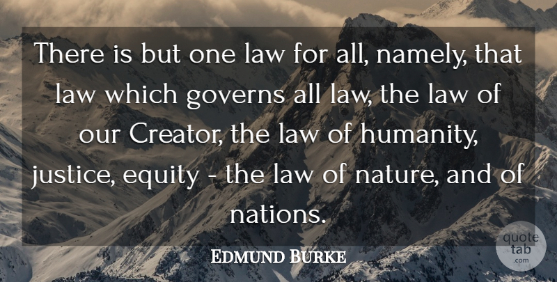 Edmund Burke Quote About Equity, Governs, Law: There Is But One Law...