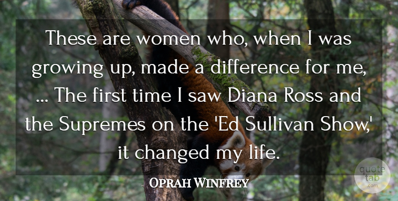 Oprah Winfrey Quote About Changed, Diana, Difference, Growing, Saw: These Are Women Who When...