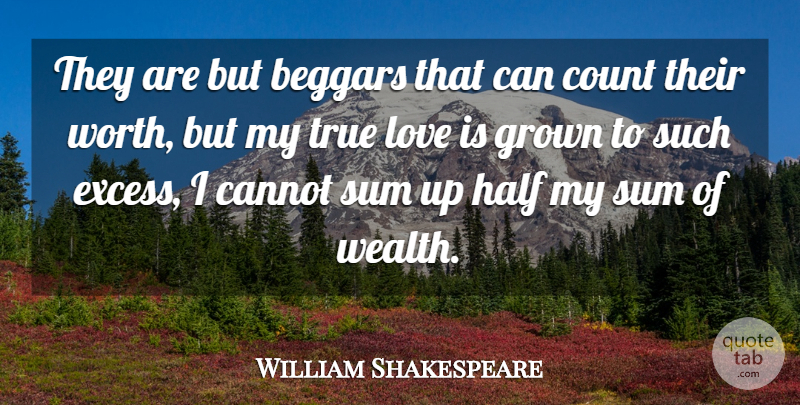 William Shakespeare Quote About Beggars, Cannot, Count, Grown, Half: They Are But Beggars That...
