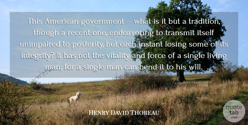 Henry David Thoreau Quote About Bend, Force, Government, Instant, Itself: This American Government What Is...