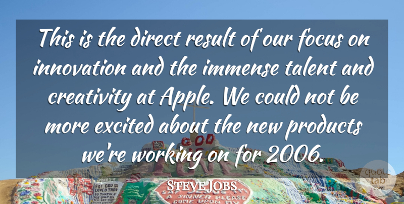 Steve Jobs Quote About Creativity, Direct, Excited, Focus, Immense: This Is The Direct Result...