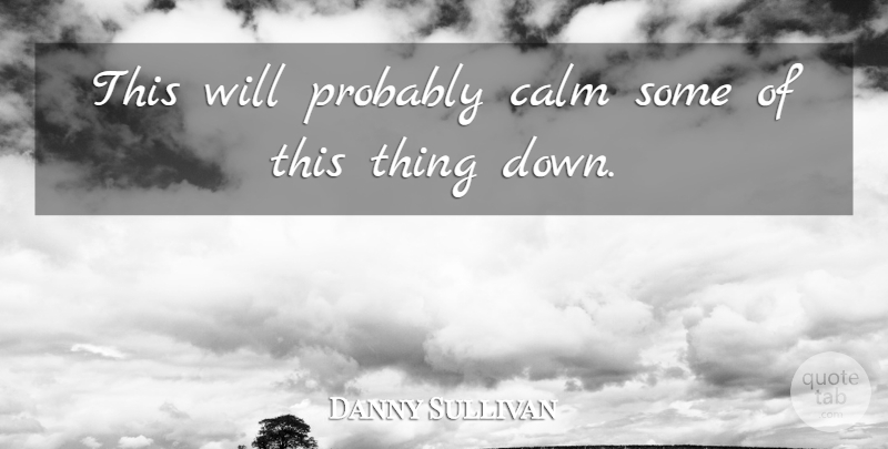 Danny Sullivan Quote About Calm: This Will Probably Calm Some...