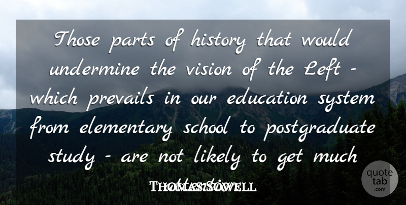 Thomas Sowell Quote About Education, Elementary, History, Left, Likely: Those Parts Of History That...