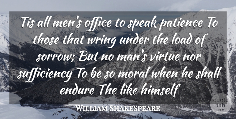 William Shakespeare Quote About Endure, Himself, Load, Moral, Nor: Tis All Mens Office To...