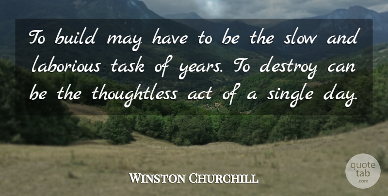 Winston Churchill Quote About Philosophy, Not Giving Up, Years: To Build May Have To...
