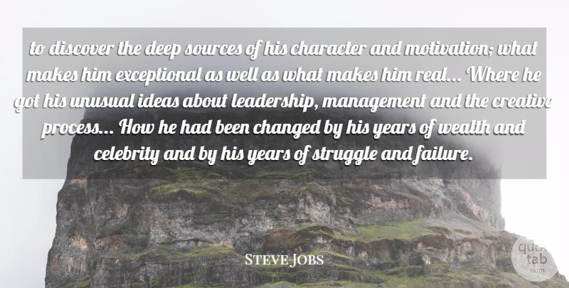 Steve Jobs Quote About Celebrity, Changed, Character, Creative, Deep: To Discover The Deep Sources...