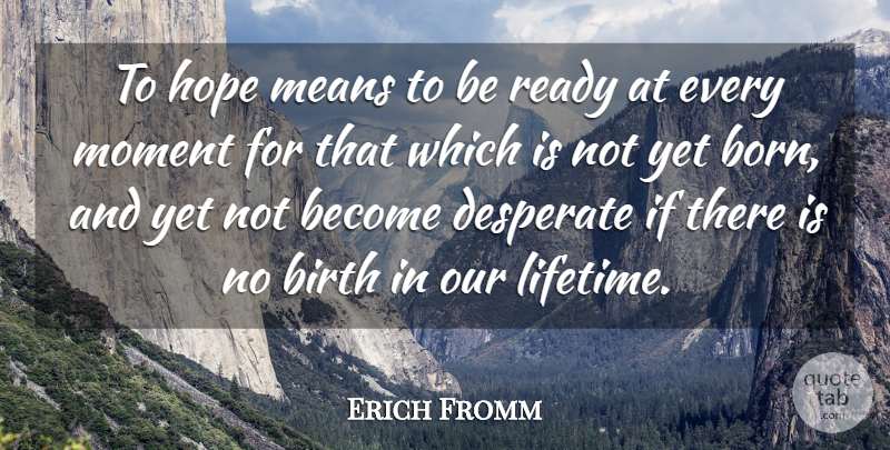 Erich Fromm Quote About Hope, Mean, Birth: To Hope Means To Be...