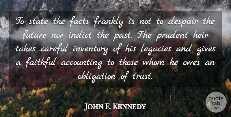 John F. Kennedy Quote About Trust, Past, Giving: To State The Facts Frankly...