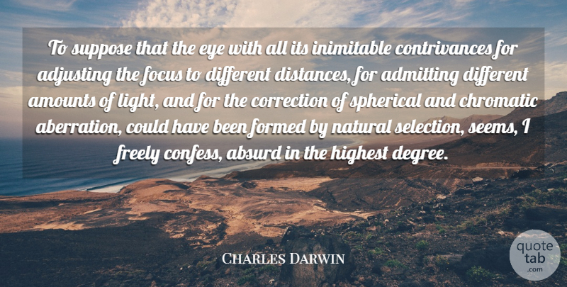 Charles Darwin Quote About Distance, Believe, Eye: To Suppose That The Eye...