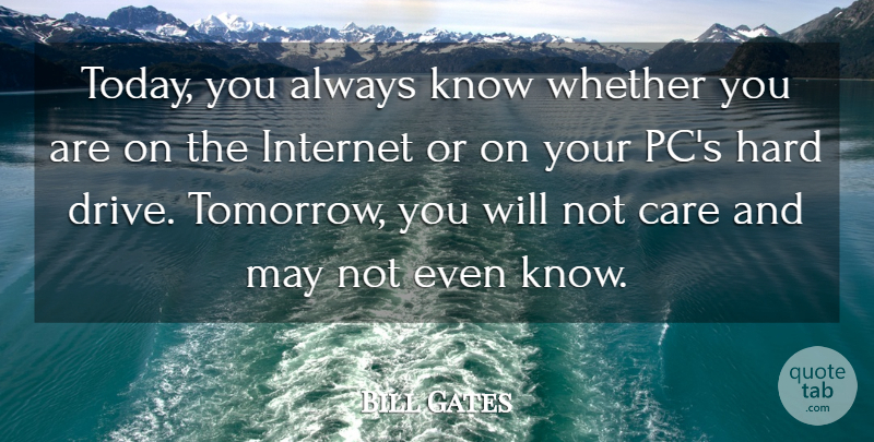 Bill Gates Quote About May, Today, Care: Today You Always Know Whether...