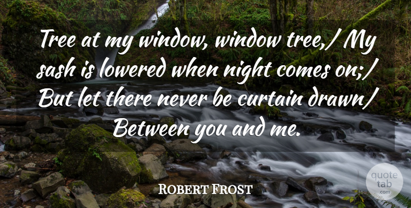 Robert Frost Quote About Curtain, Night, Tree, Window: Tree At My Window Window...