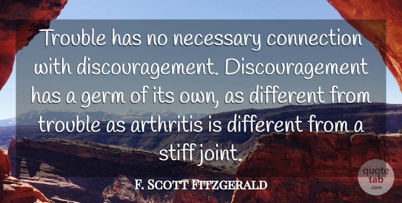 F. Scott Fitzgerald Quote About Different, Literature, Joints: Trouble Has No Necessary Connection...