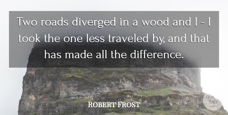 Robert Frost Quote About Inspirational, Motivational, Happiness: Two Roads Diverged In A...