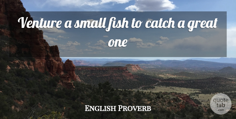 English Proverb Quote About Catch, Fish, Great, Small, Venture: Venture A Small Fish To...