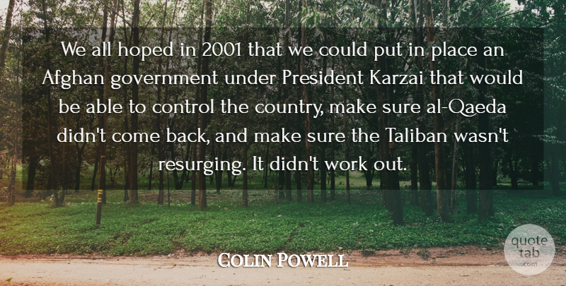 Colin Powell Quote About Country, Government, Work Out: We All Hoped In 2001...