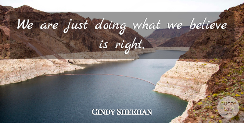 Cindy Sheehan Quote About Believe: We Are Just Doing What...