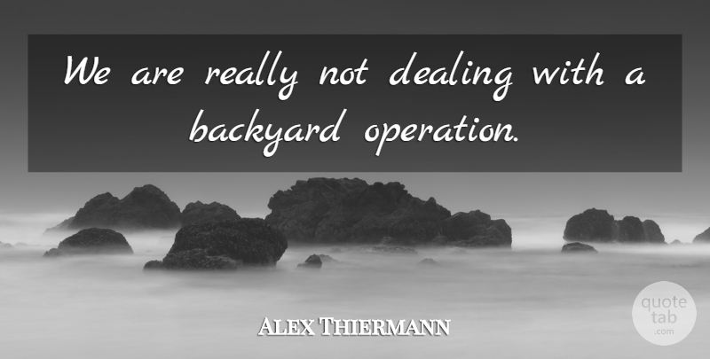 Alex Thiermann Quote About Backyard, Dealing: We Are Really Not Dealing...