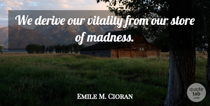 Emile M. Cioran Quote About Vitality, Madness, Stores: We Derive Our Vitality From...