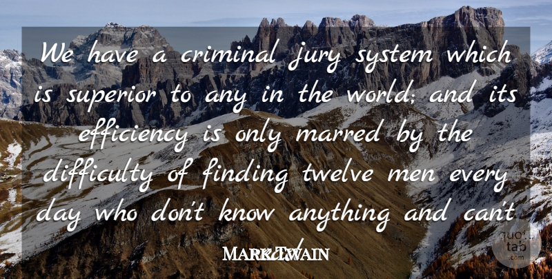 Mark Twain Quote About Funny, Humorous, Men: We Have A Criminal Jury...