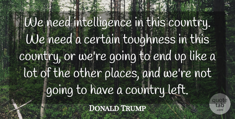 Donald Trump Quote About Certain, Country, Intelligence, Toughness: We Need Intelligence In This...